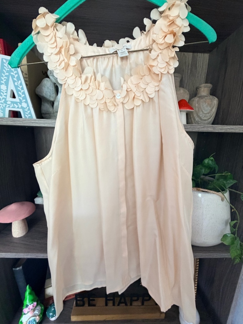 J. Crew Cream Petal-Trim Sleeveless Blouse